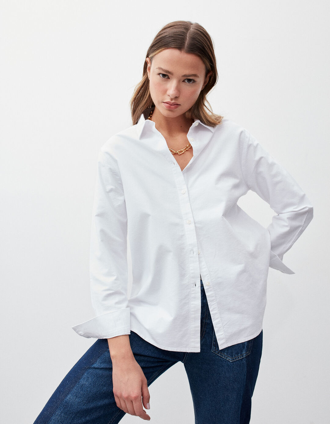 Oxford shirt, woman, white