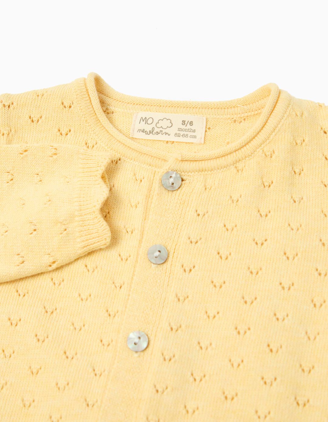 Casaco de Malha, Rec&eacute;m-Nascido, Amarelo Claro