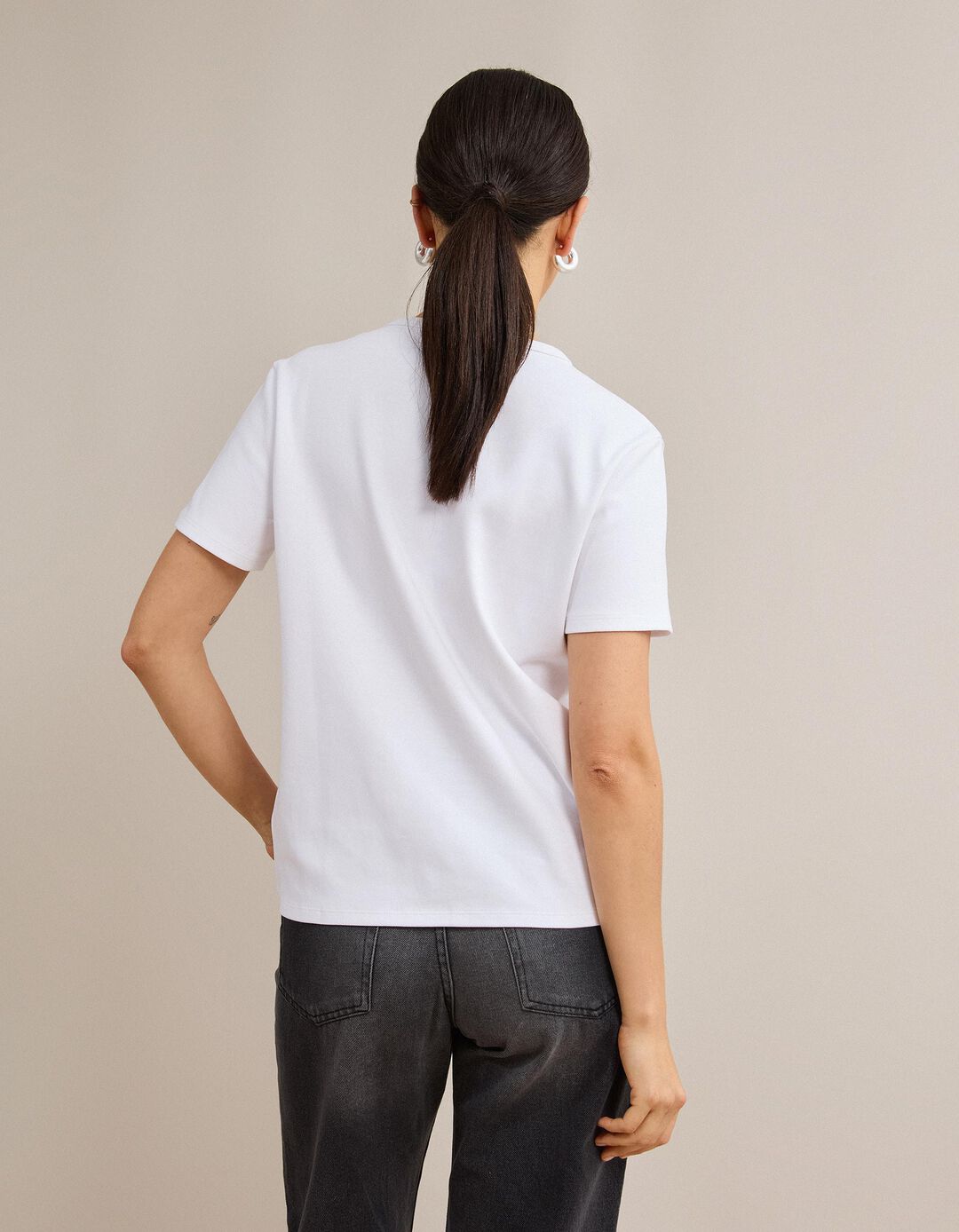 T-shirt Interlock Manga Curta, Mulher, Branco