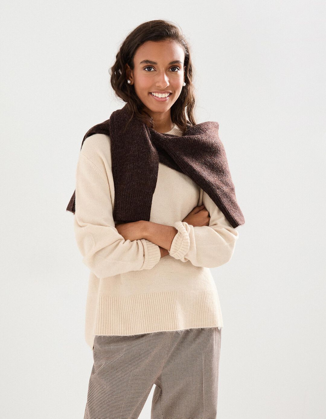 Camisola de Malha, Mulher, Bege Claro