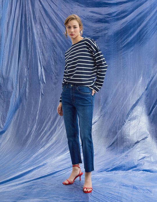 Comprar Online Cal&ccedil;as de Ganga 'Cropped Flare', Mulher, Azul Escuro