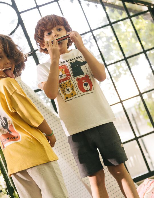 Comprar Online T-shirt Print, Menino, Bege Claro
