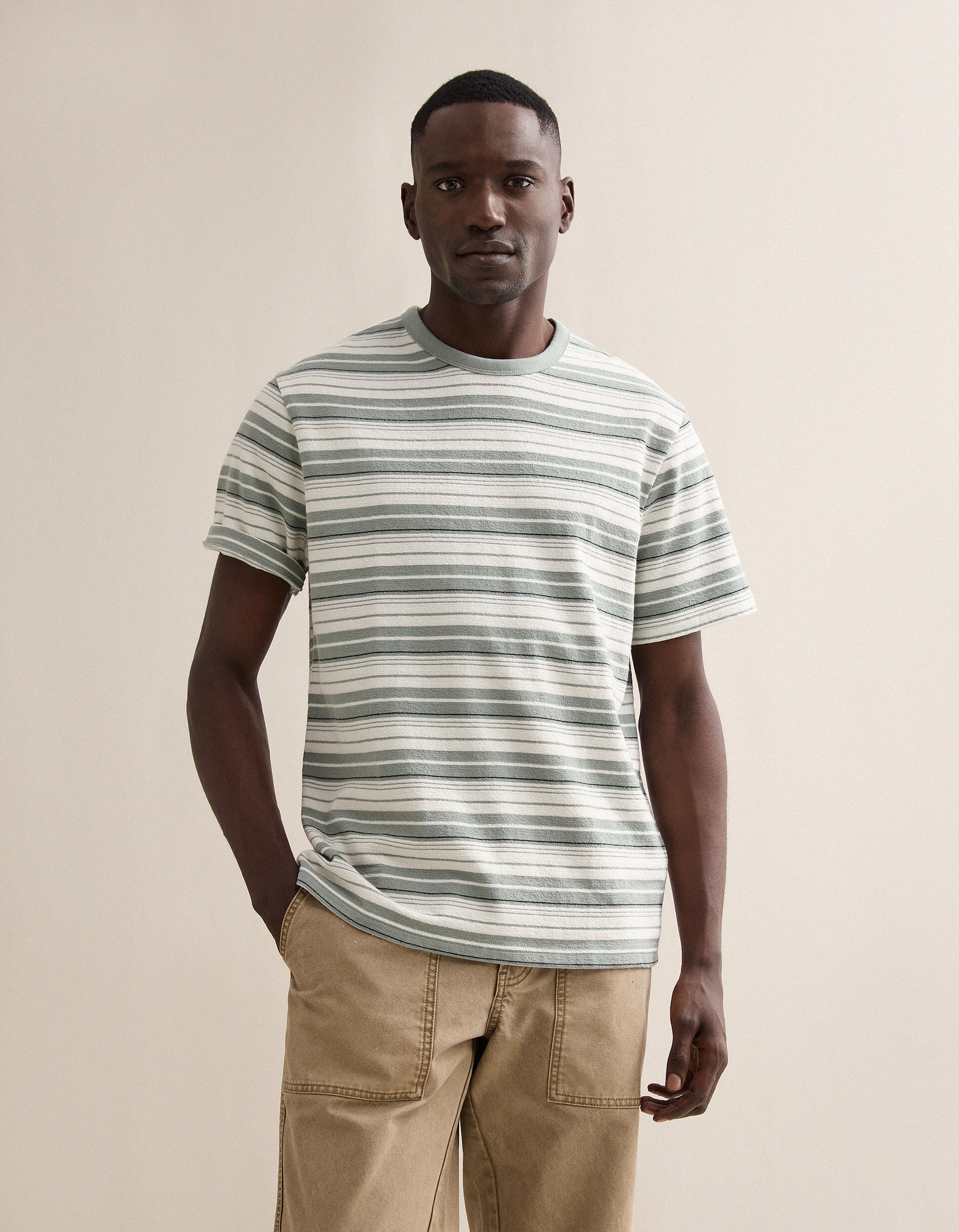 Comprar Online T-shirt Riscas, Homem, Verde Claro