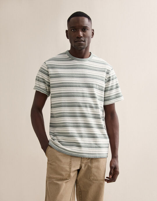 Comprar Online T-shirt Riscas, Homem, Verde Claro