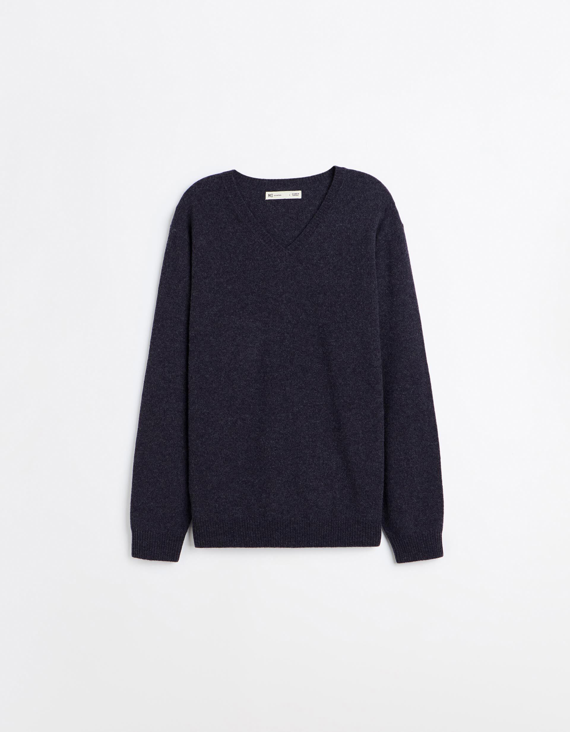 Comprar Online Camisola Com Mistura De L&atilde;, Homem, Azul Escuro