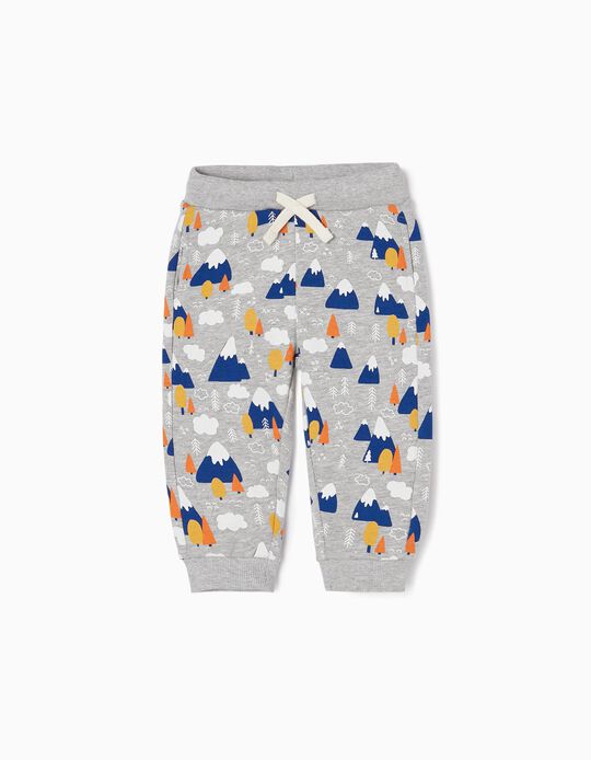 Cotton Joggers for Baby Boys 'Mountains', Grey