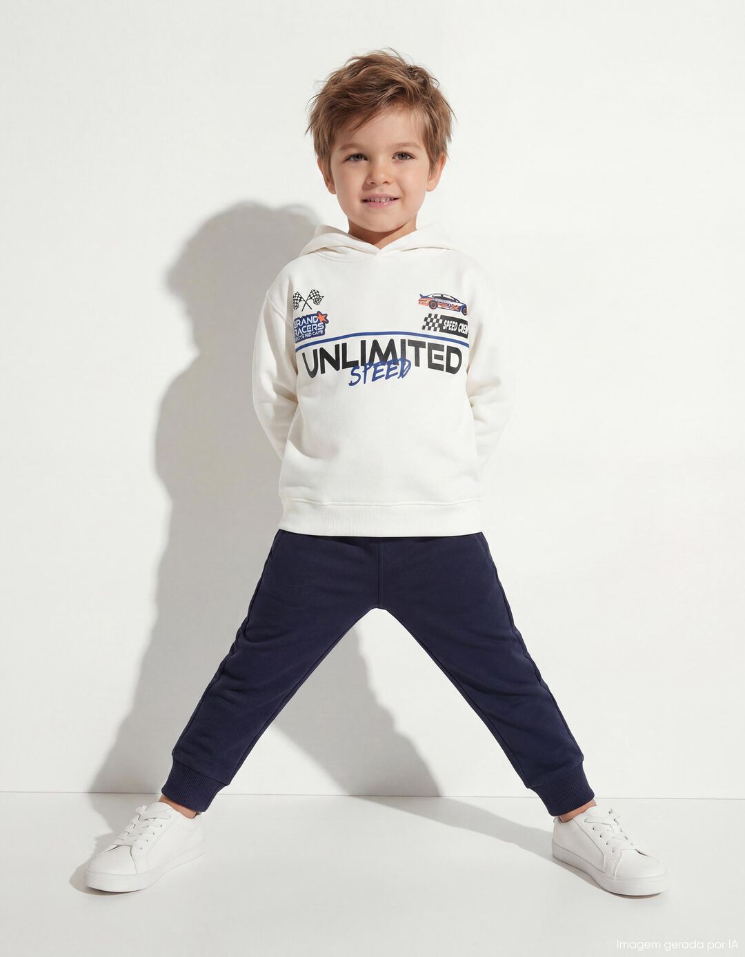 Sweatshirt com Capuz, Menino, Branco