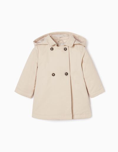 Padded Jacket with hood for Baby Girls, Beige