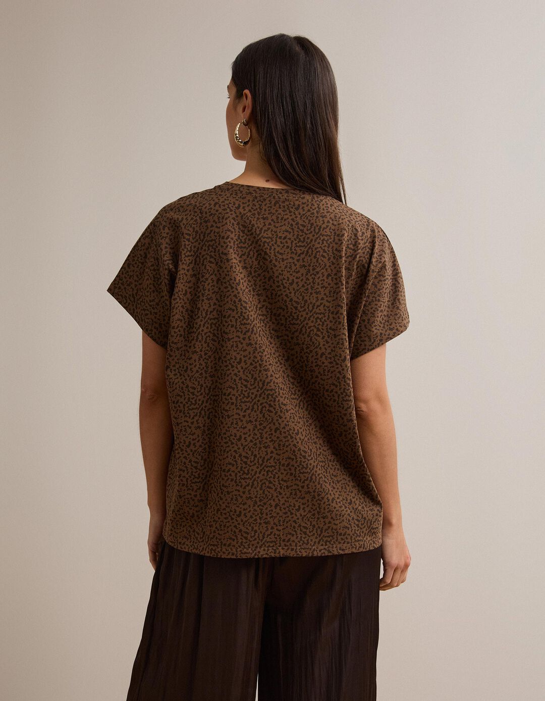 T-shirt Animal Print, Mulher, Castanho