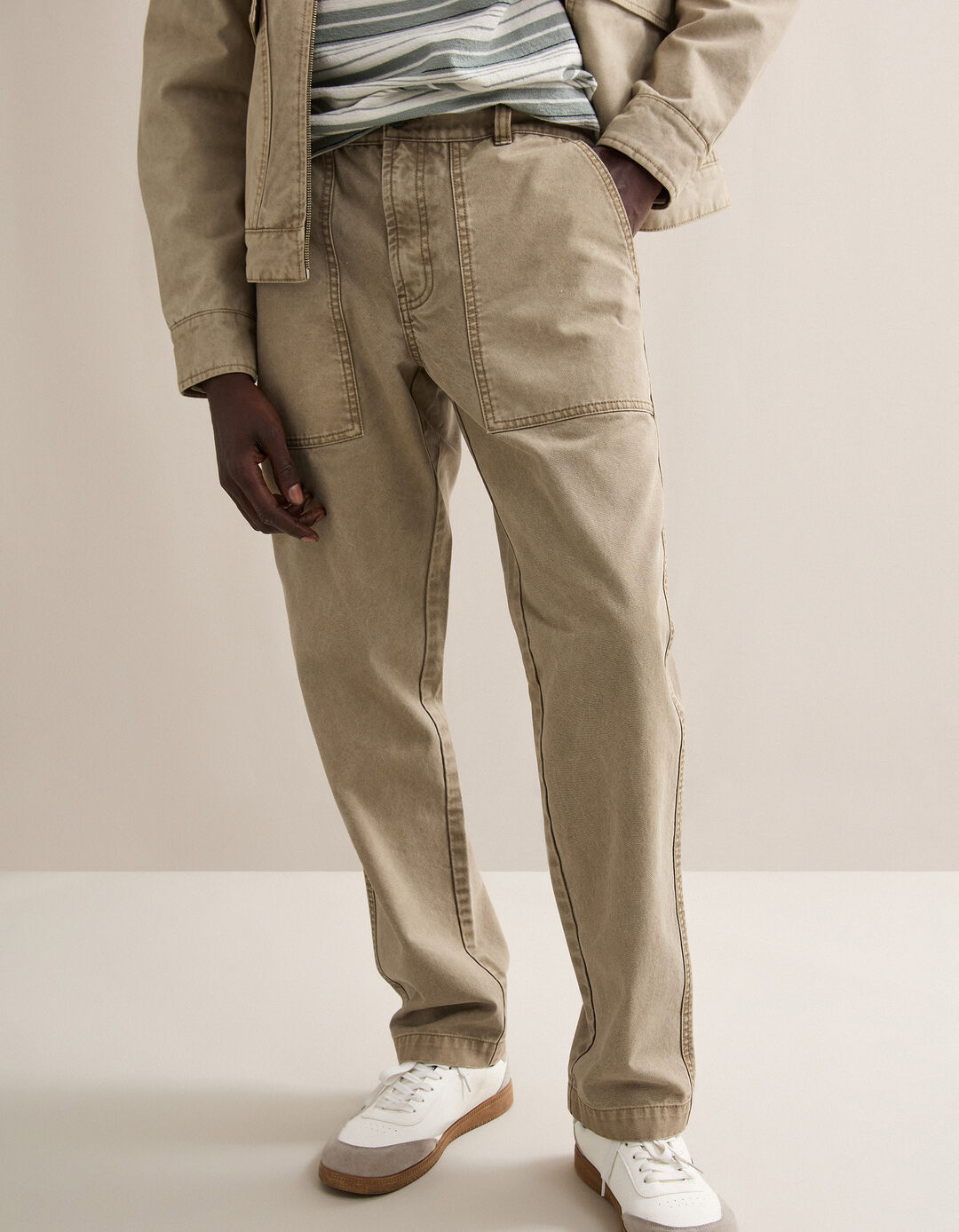 Cal&ccedil;as Canvas, Homem, Bege