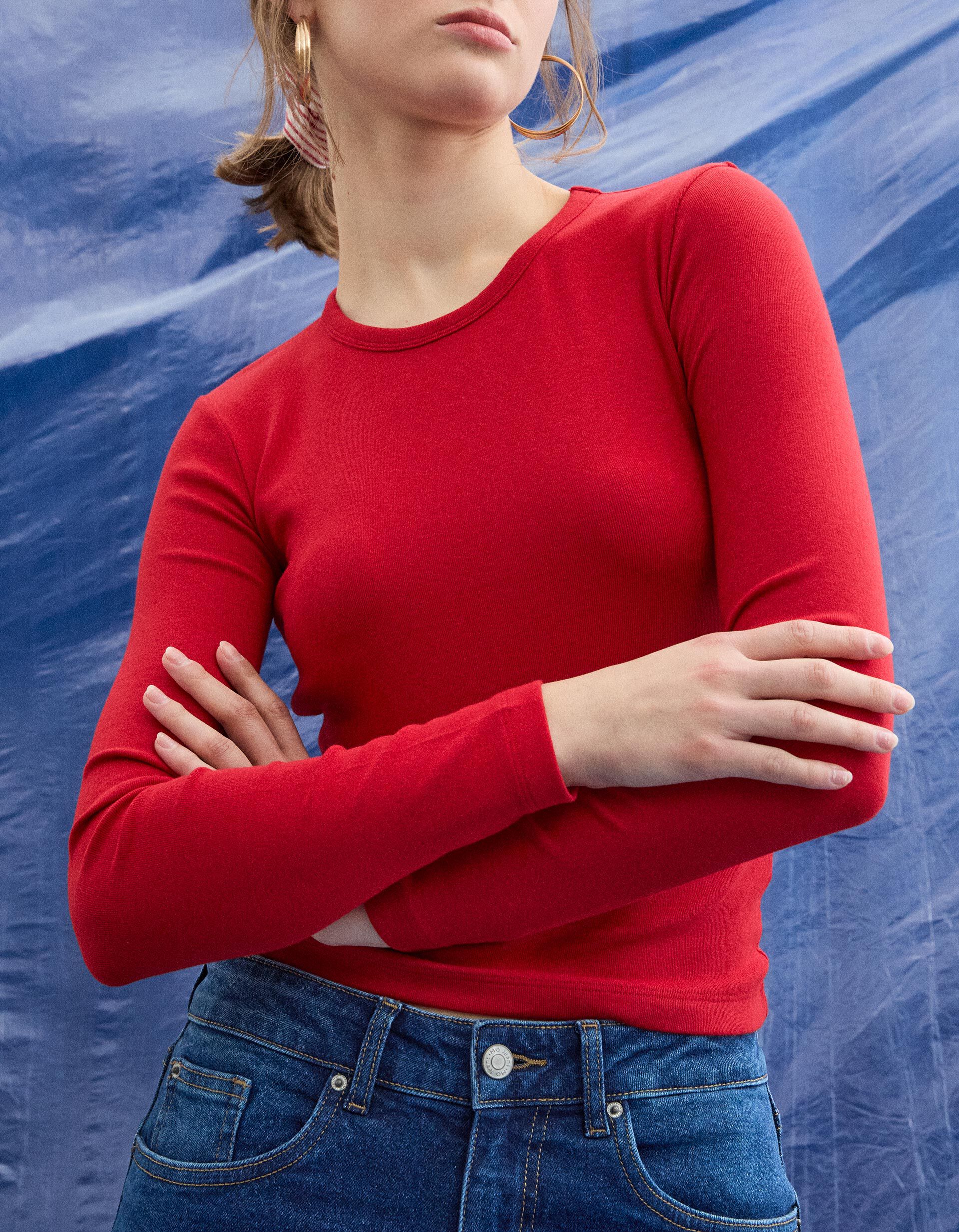 Comprar Online T-shirt Manga Comprida, Mulher, Vermelho