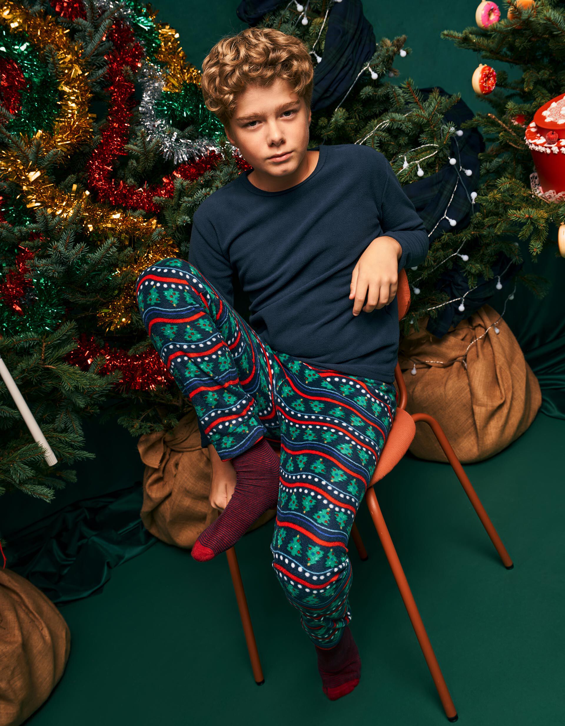 Comprar Online Pijama Polar De Natal, Crian&ccedil;a, Azul Escuro