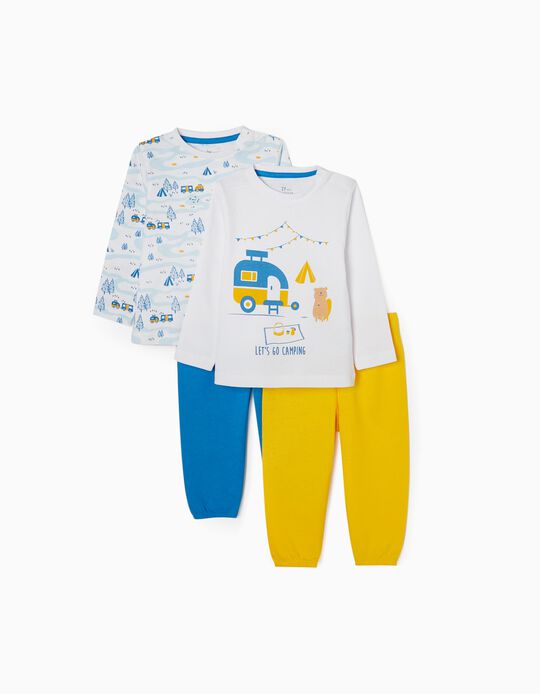 2 Pijamas para Bebé Menino 'Camping', Amarelo/Azul