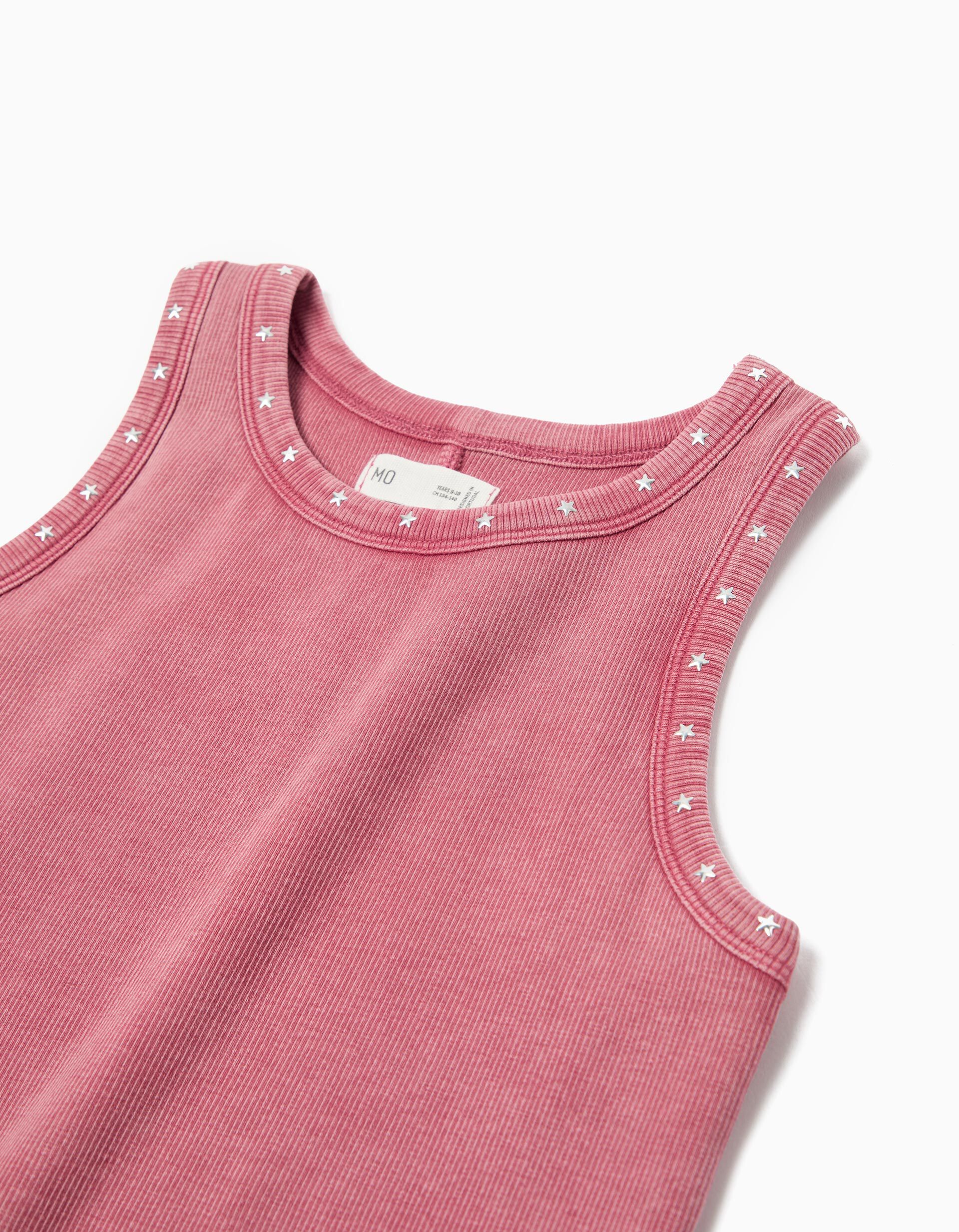 Comprar Online Top de Malha Canelada, Menina, Rosa Escuro