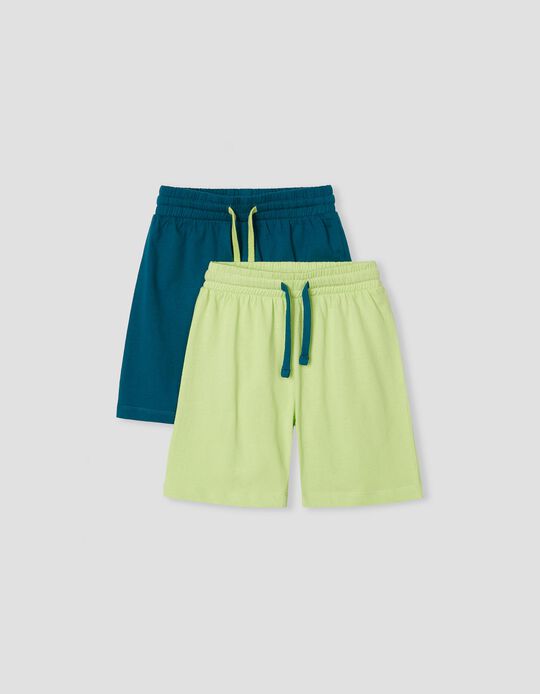 Pack 2 Shorts, Niño, Azul/ Verde Claro