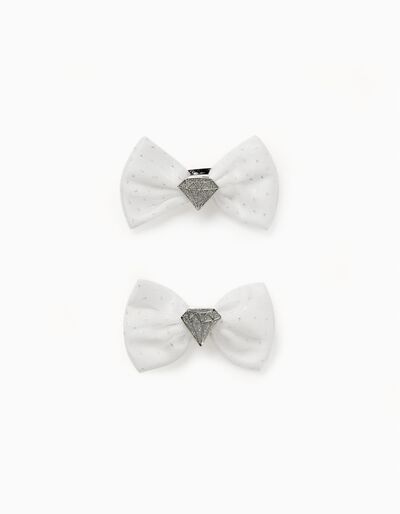 2-Pack Hair Clips for Babies and Girls 'Diamond', White