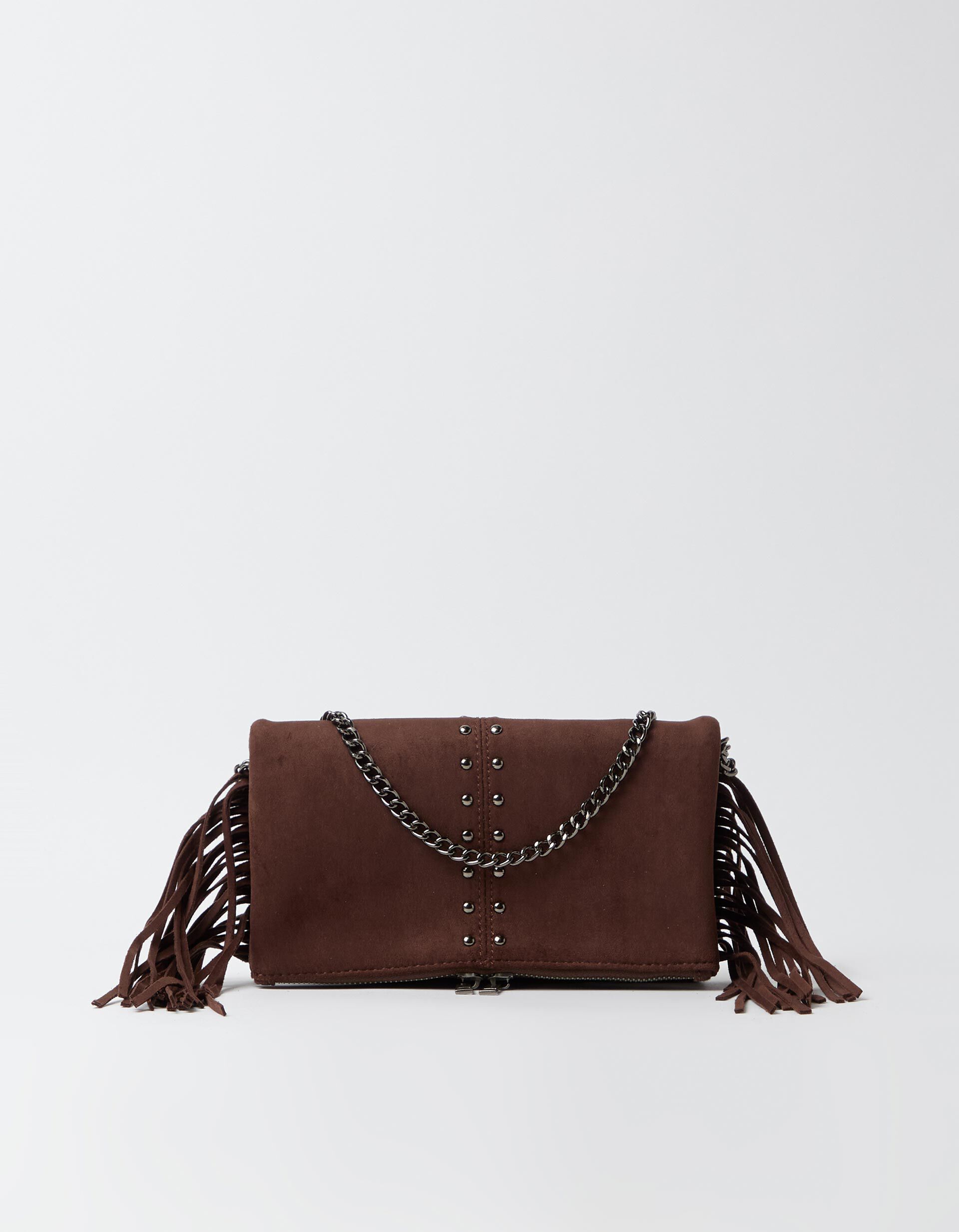 Comprar Online Mala Tiracolo Com Franjas E Tachas, Mulher, Castanho