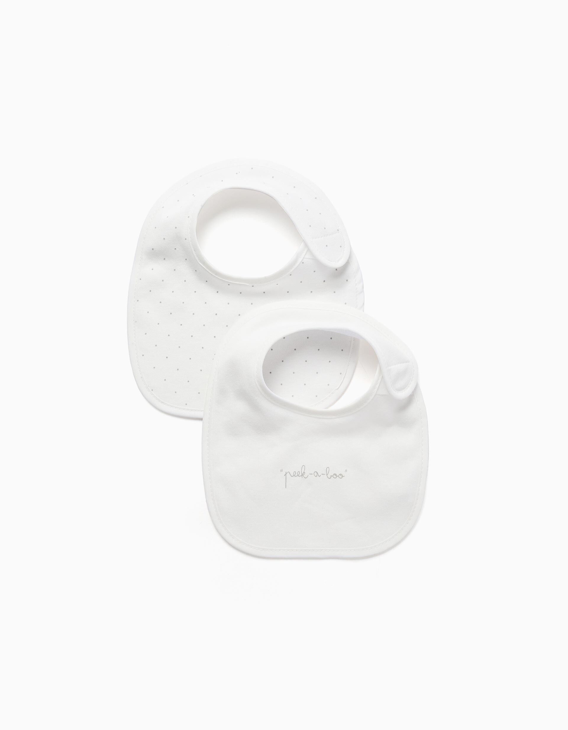Comprar Online Pack De 2 Babetes Para Rec&eacute;m-Nascido e Beb&eacute; ZY Baby, Branco/Cinza