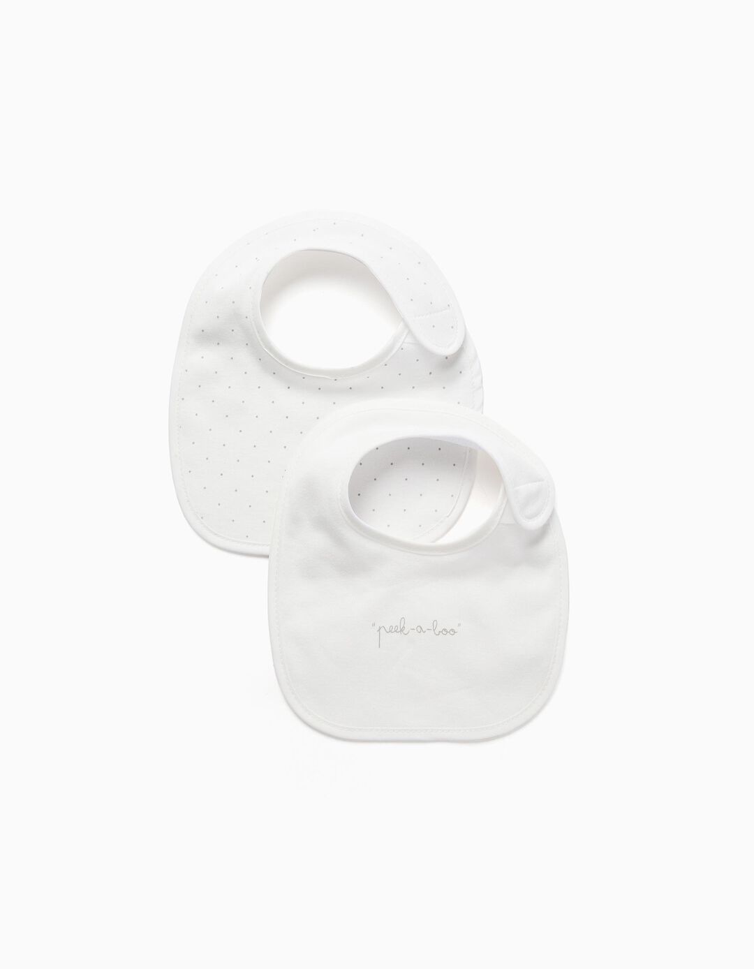 Pack De 2 Babetes Para Rec&eacute;m-Nascido e Beb&eacute; ZY Baby, Branco/Cinza