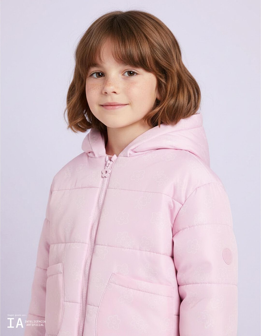 Casaco Acolchoado, Menina, Rosa Claro
