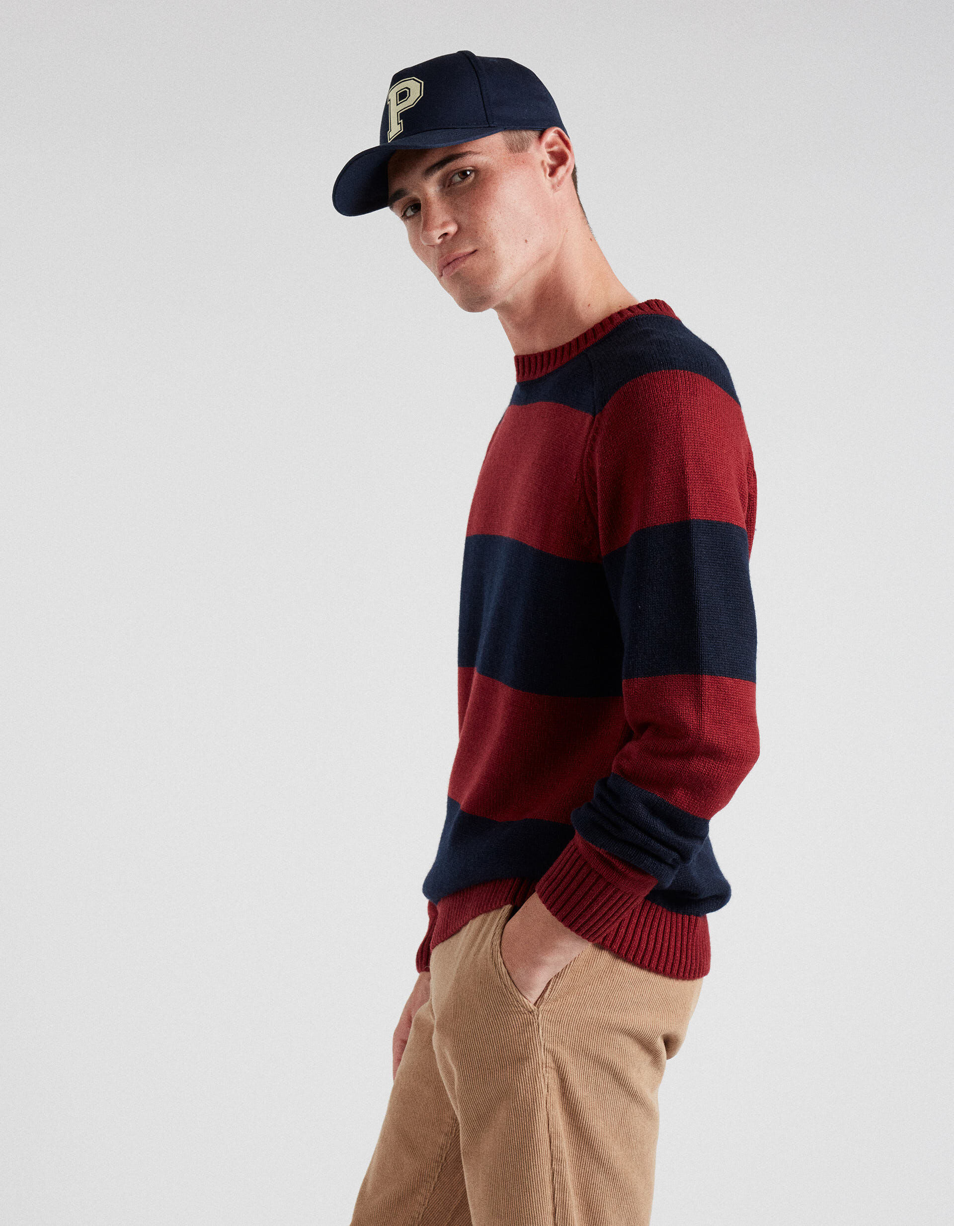 Comprar Online Striped Knit Sweater Wool Blend, Men, Red