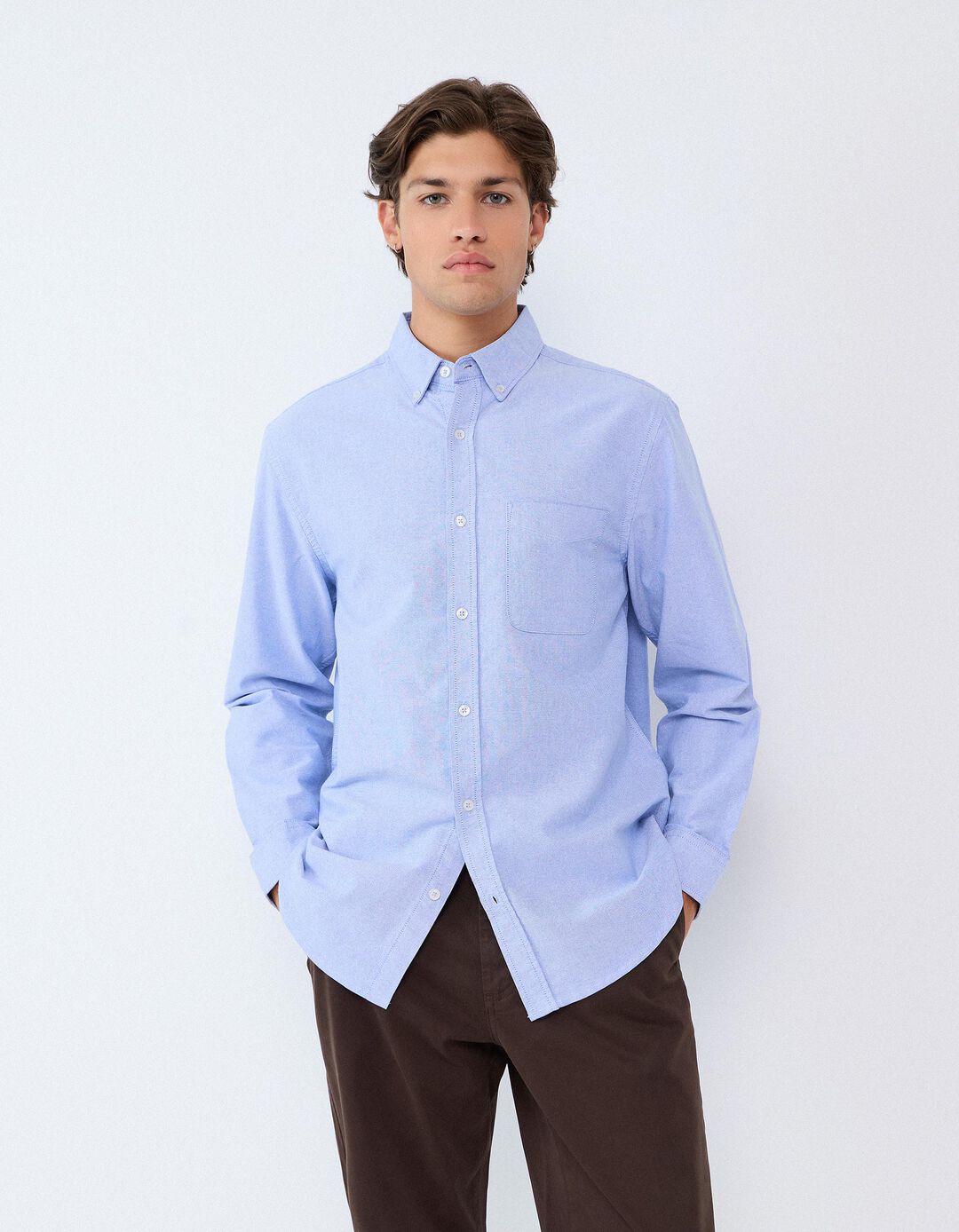 Camisa Oxford, Homem, Azul Claro