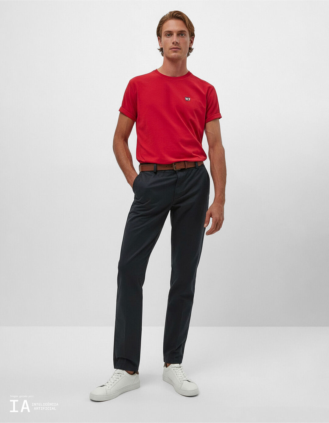 Cal&ccedil;as Chino Premium 'Slim fit', Homem, Azul Escuro