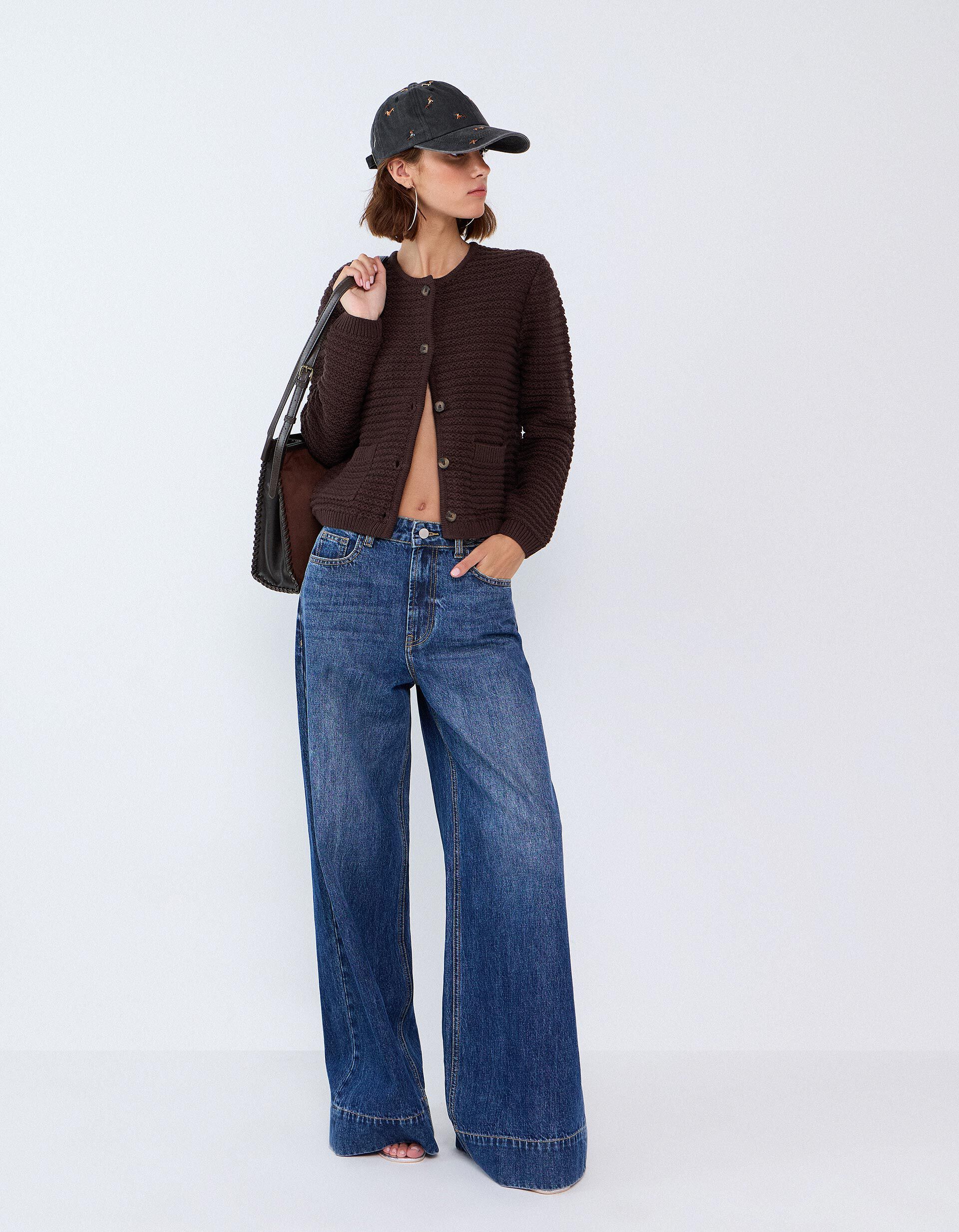 Comprar Online Casaco Tricotado Com Textura, Mulher, Castanho