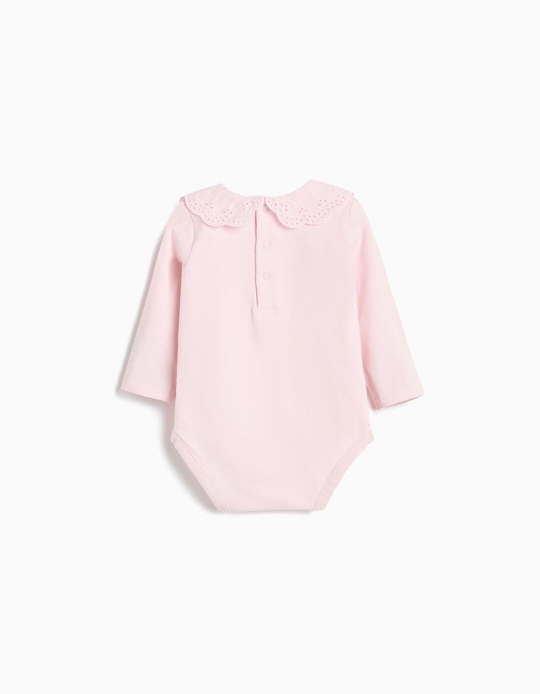 Body De Manga Comprida, Rec&eacute;m-Nascido, Rosa Claro