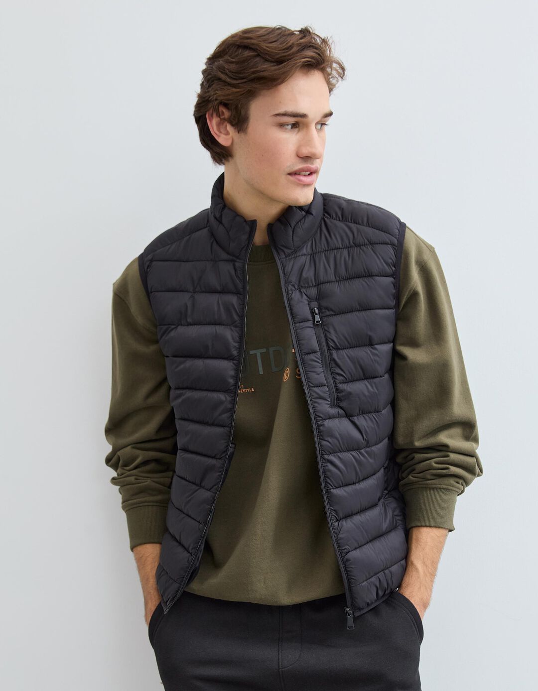 Colete Acolchoado, Homem, Preto