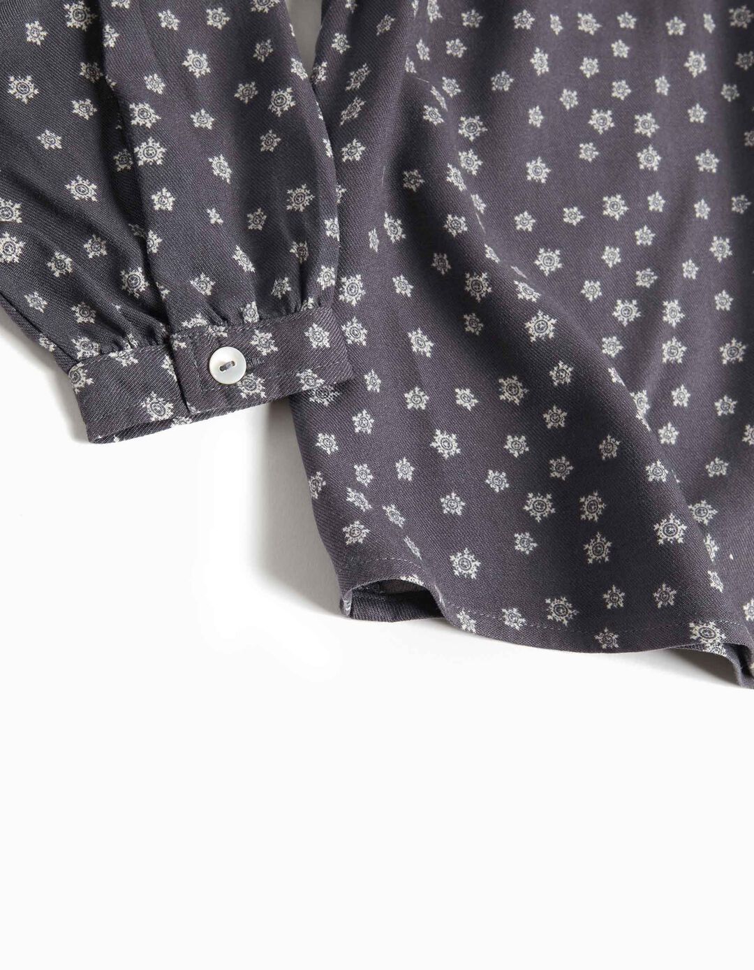 Printed Long Sleeve Blouse, Baby Girl, Dark Gray