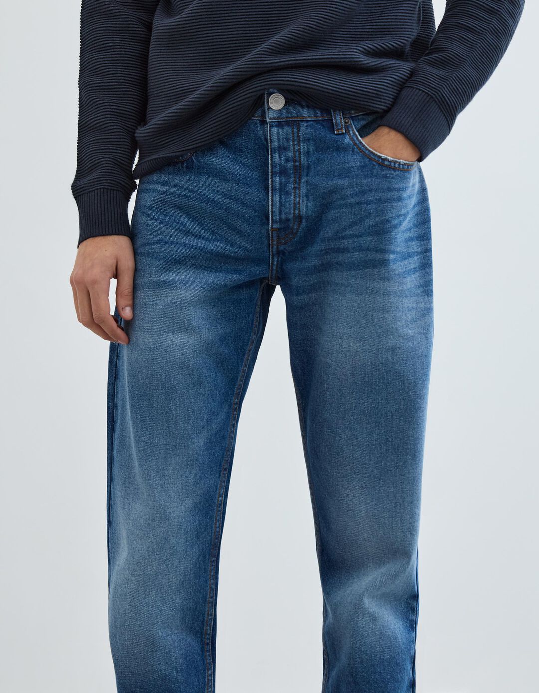 Cal&ccedil;as de Ganga 'Straight Fit', Homem, Azul Escuro