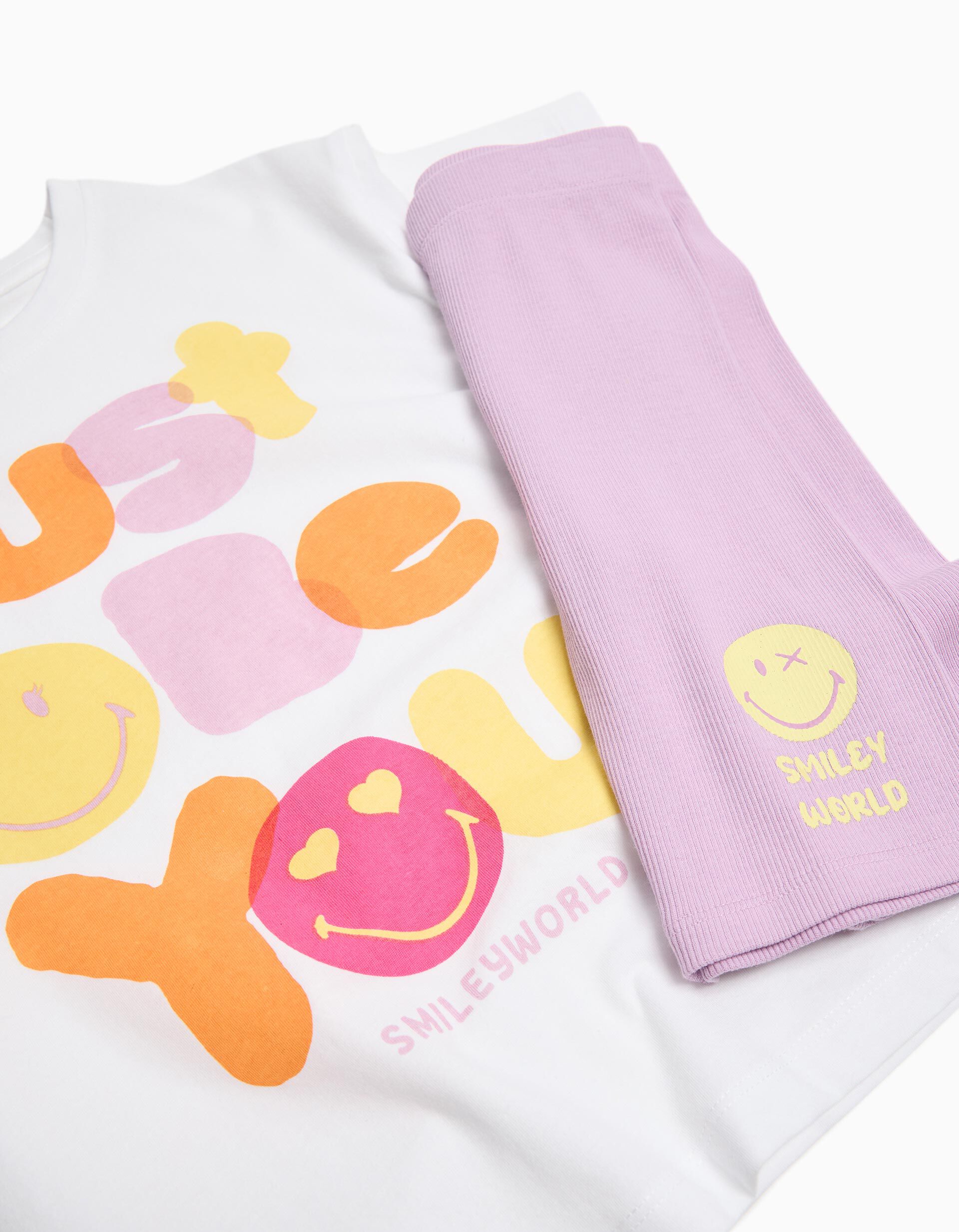 Comprar Online Conjunto T-shirt e Leggings 'Smiley World', Menina, Branco