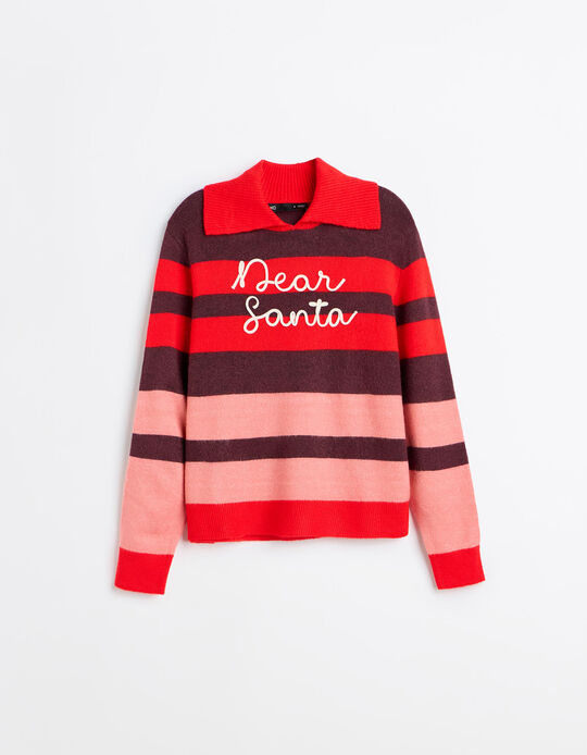 Comprar Online Camisola De Malha &Agrave;s Riscas, Mulher, Vermelho Escuro