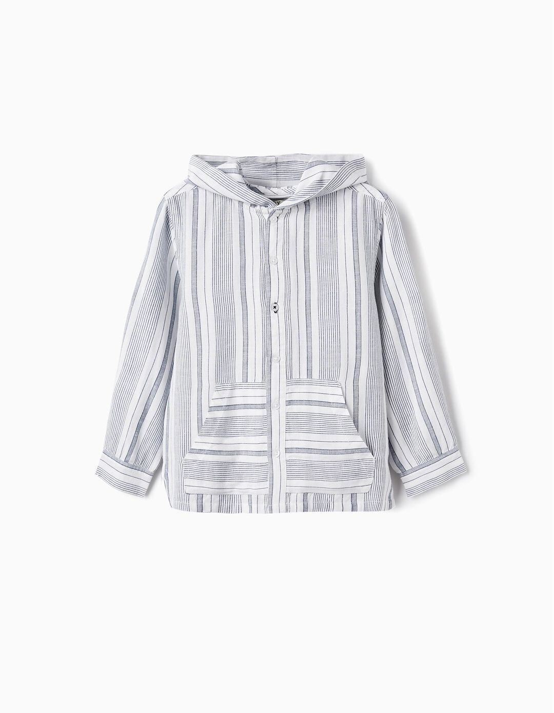 Striped Hooded Shirt for Boys 'B&S', White
