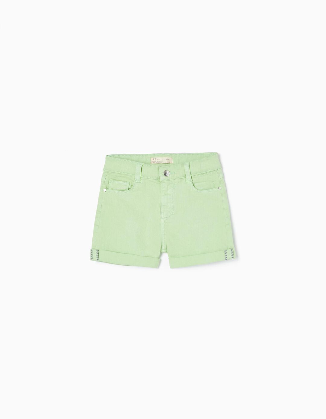 Cotton Twill Shorts for Girls, Green