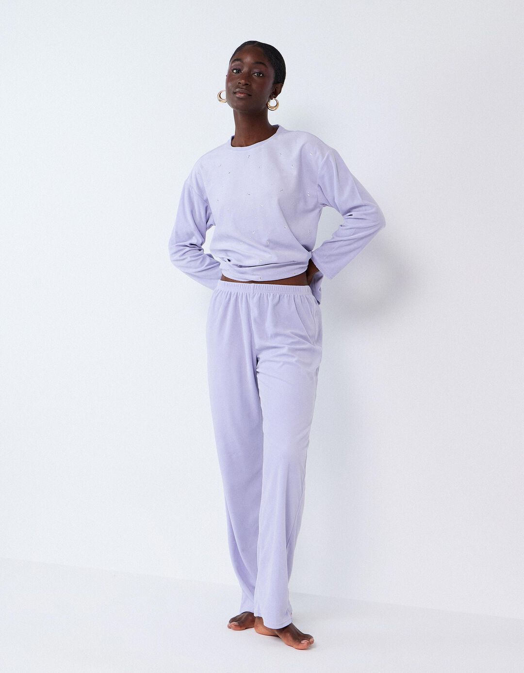 Pijama De Veludo, Mulher, Roxo Claro