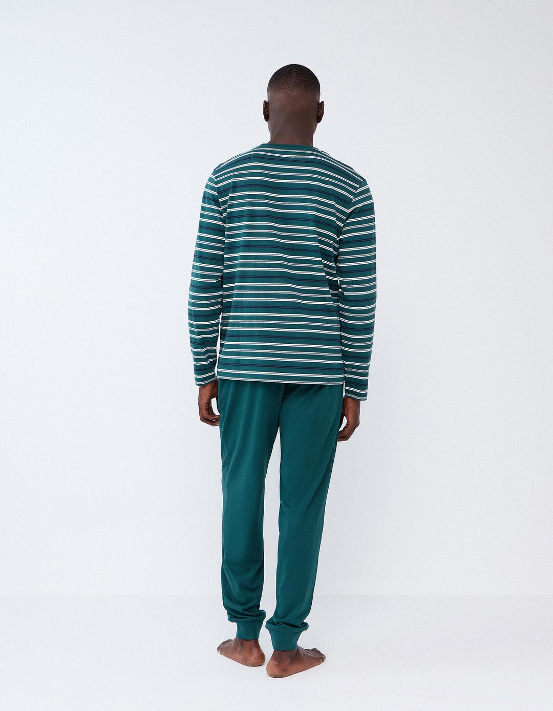 Pijama &Agrave;s Riscas, Homem, Verde Escuro