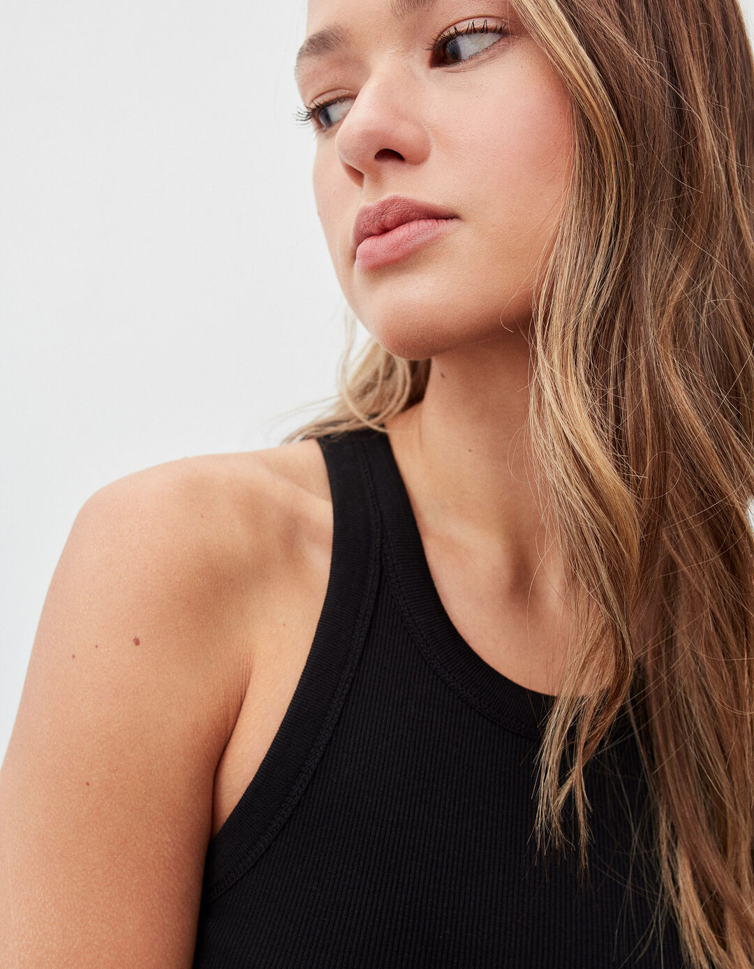 Ribbed Tank Top, Woman, Black