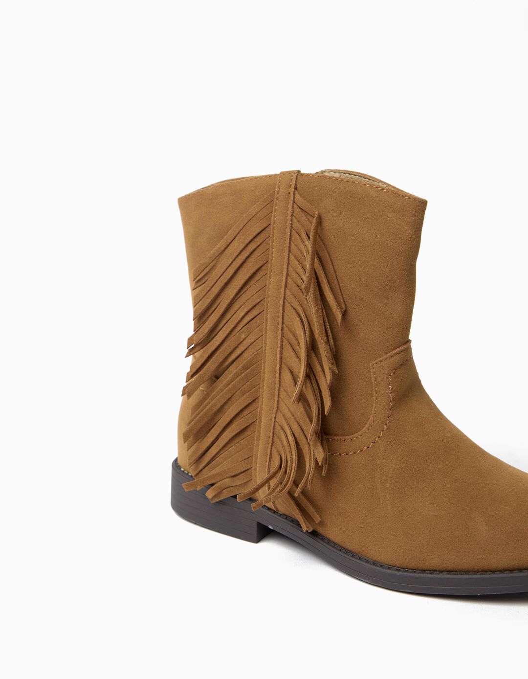 Botas Com Franjas, Menina, Bege Escuro