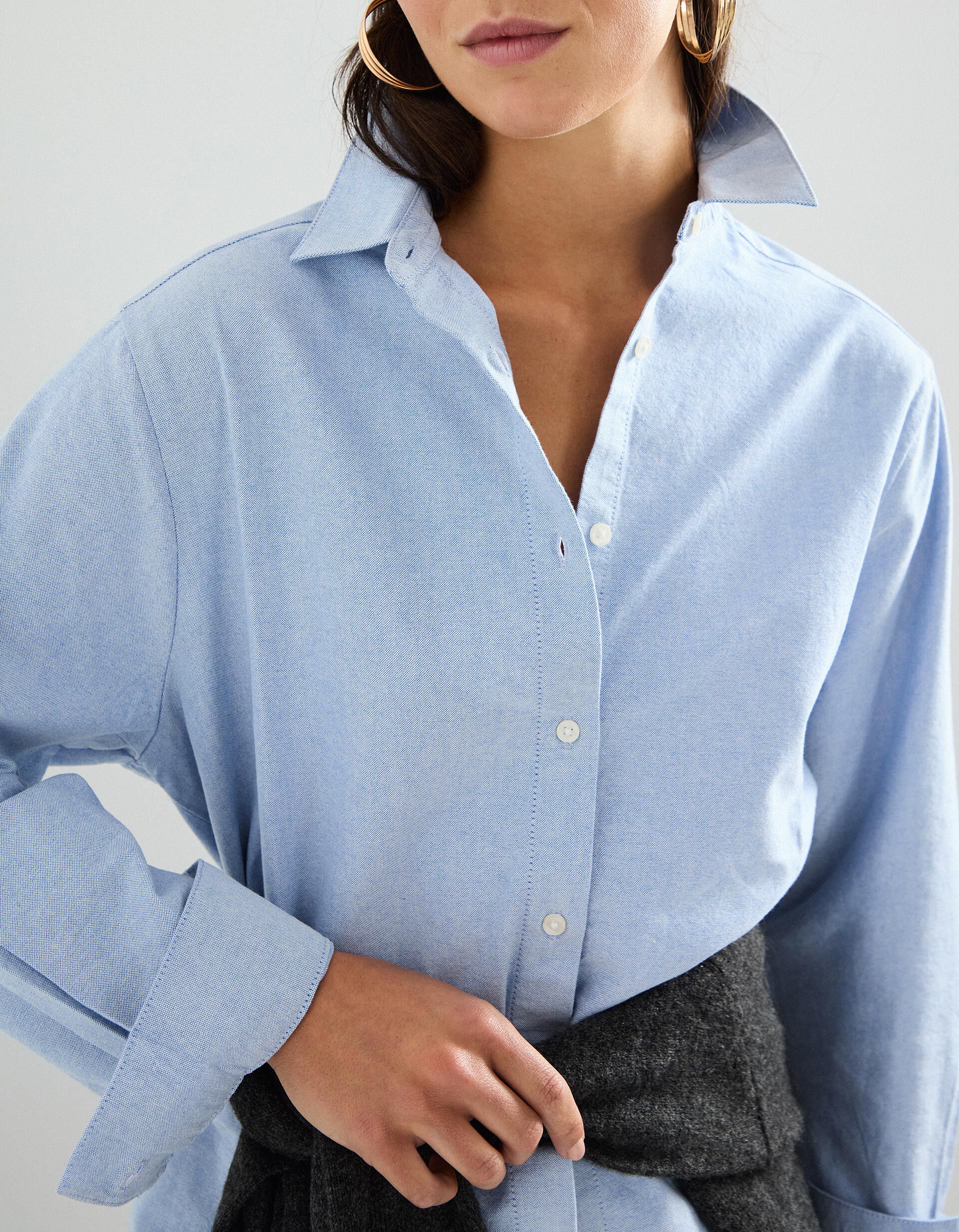 Comprar Online Camisa de Manga Comprida Oxford, Mulher, Azul