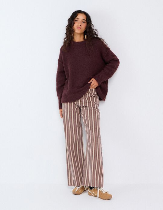 Comprar Online Cal&ccedil;as De Ganga Wide Leg &Agrave;s Riscas, Mulher, Rosa