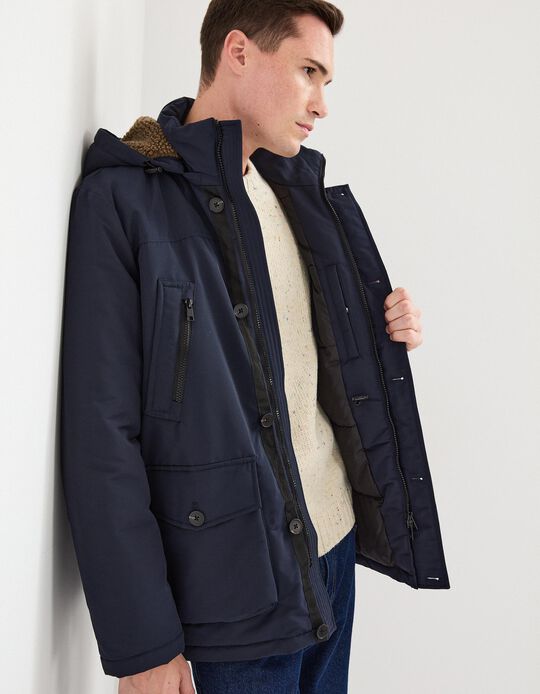 Comprar Online Parka com Capuz, Homem, Azul Escuro