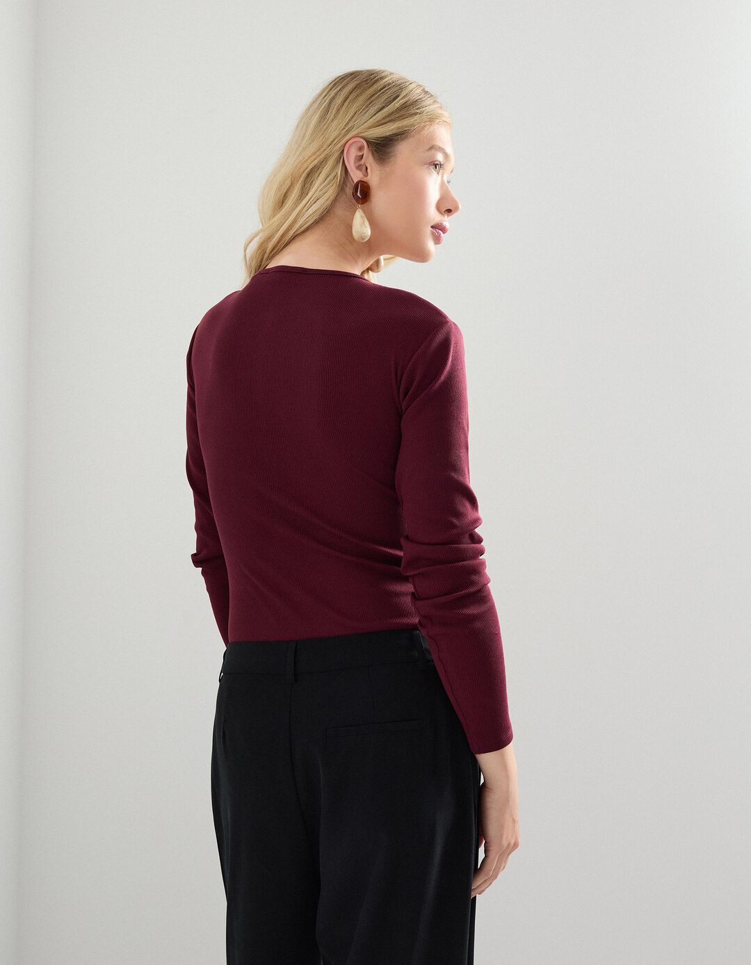 Body com Botões, Mulher, Vermelho Escuro