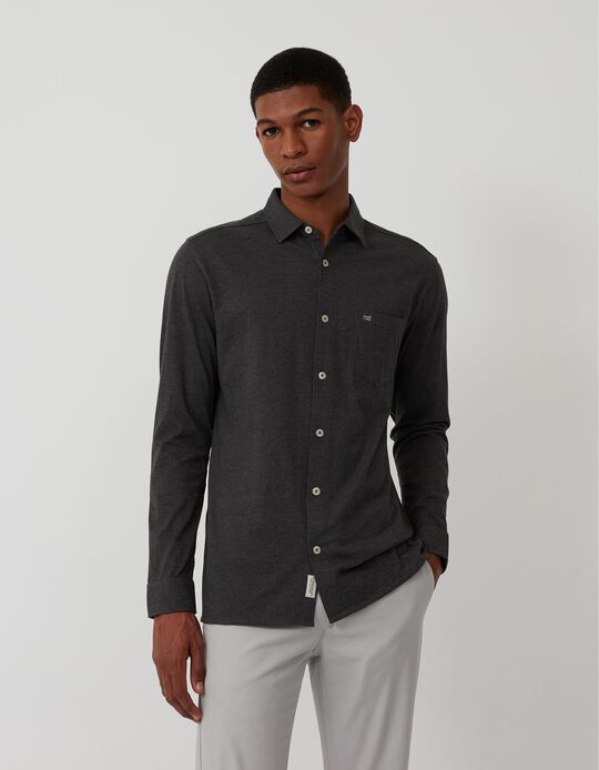 Slim Fit Jersey Knit Shirt, Grey