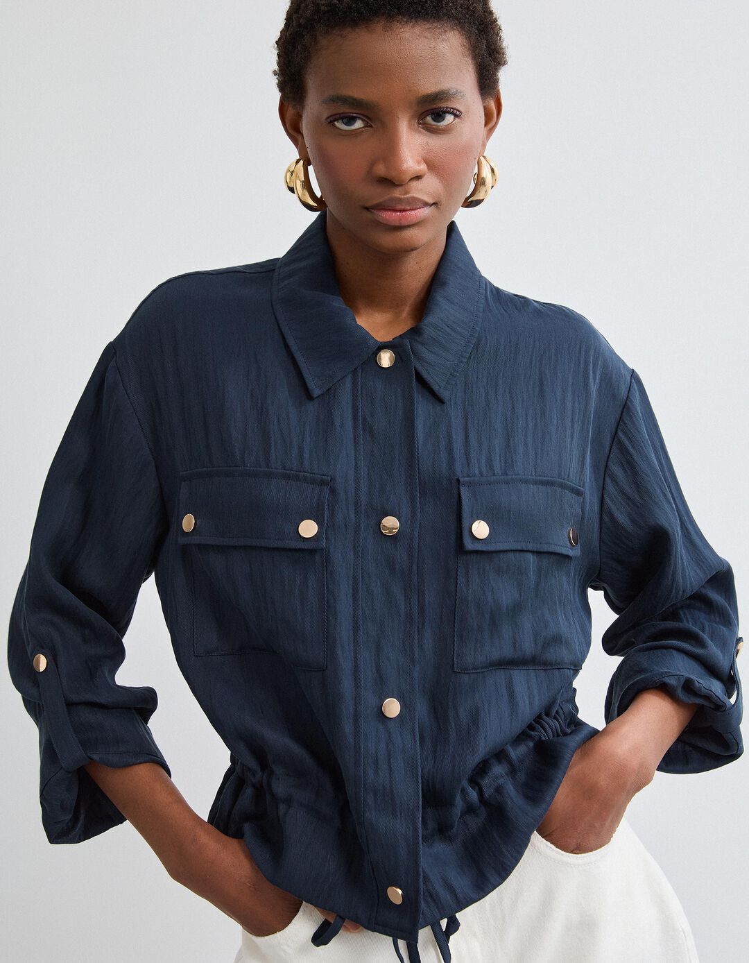 Camisa, Mulher, Azul Escuro