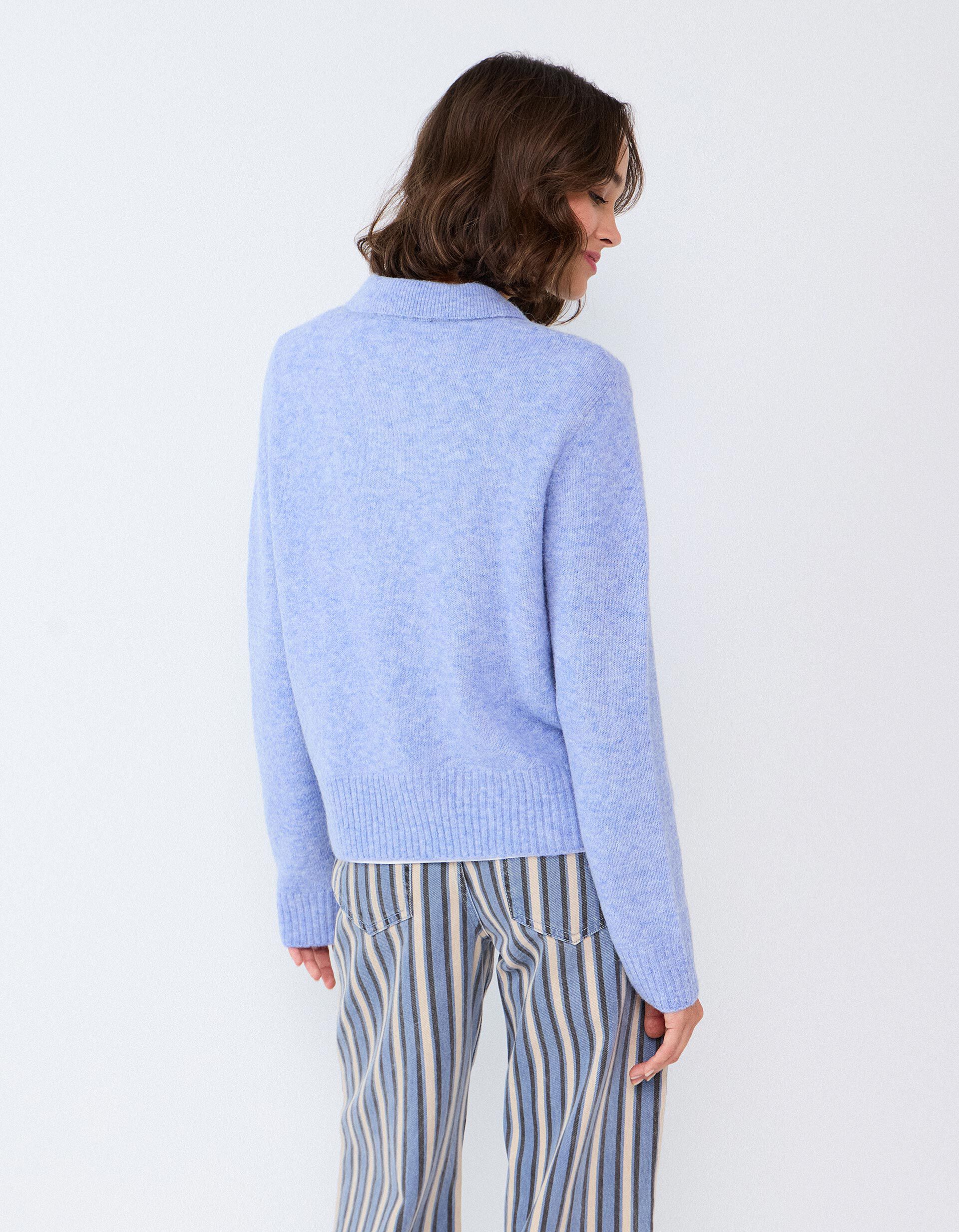 Comprar Online Polo Em Mistura De L&atilde; E Alpaca, Mulher, Azul Claro