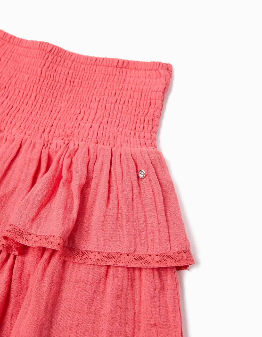 Saia com Folhos, Menina, Rosa Escuro