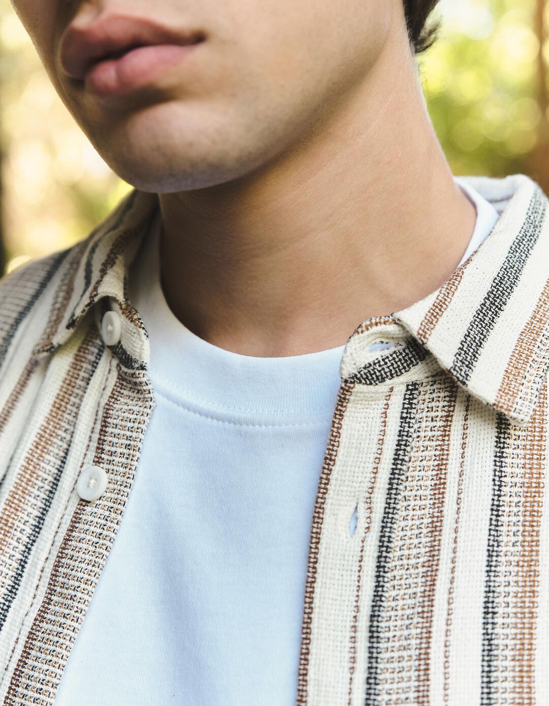Camisa Riscas, Homem, Bege