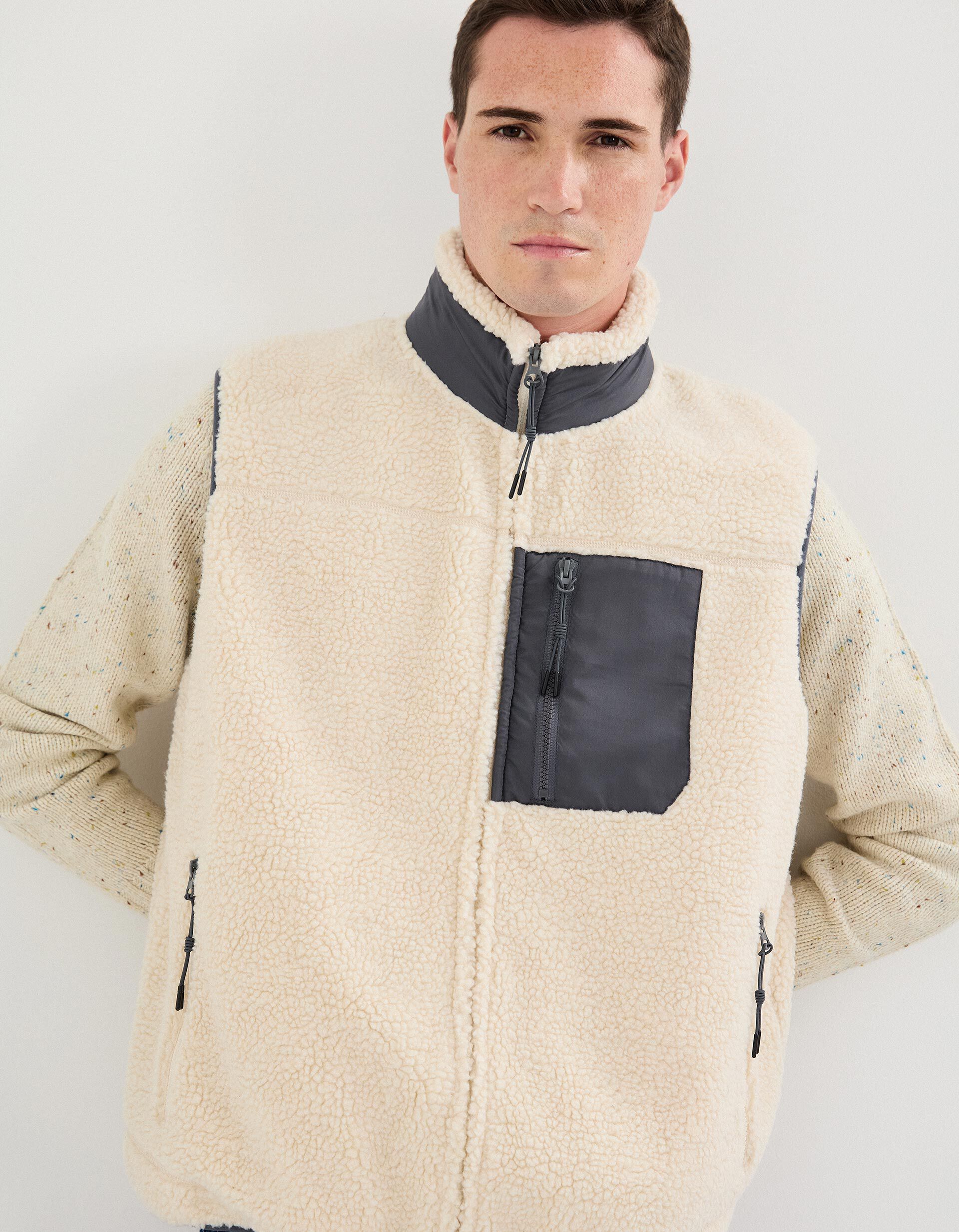 Comprar Online Colete Sherpa, Homem, Bege Claro